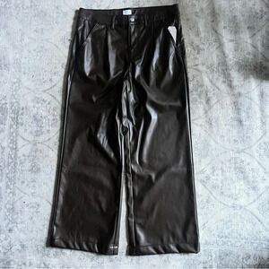 NWT Faux Leather Chocolate Brown Pants | Work wear, holiday wear, wide leg pant